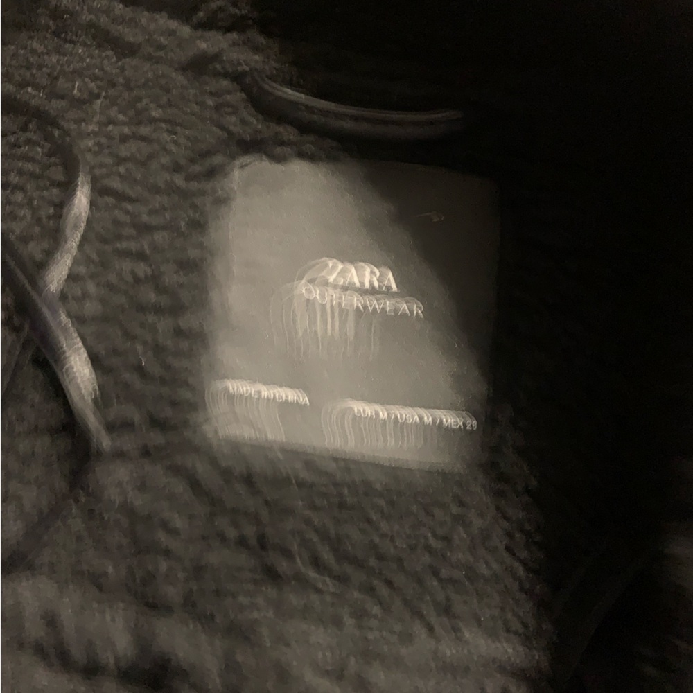 Zara black shearling moto jacket $120 M classic fall casual black coat boho $120 - Picture 5 of 6